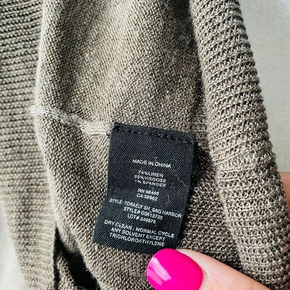 Theory Toraely Sag Harbor Ombre Sweater Linen Gray Size Petite Knit Short Sleeve - Picture 8 of 9